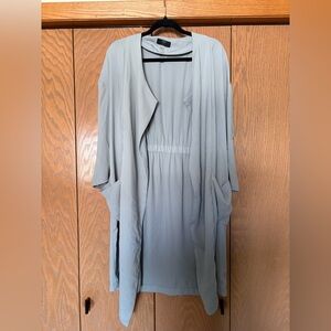 Tahari Soft Gray Open Front Cardigan